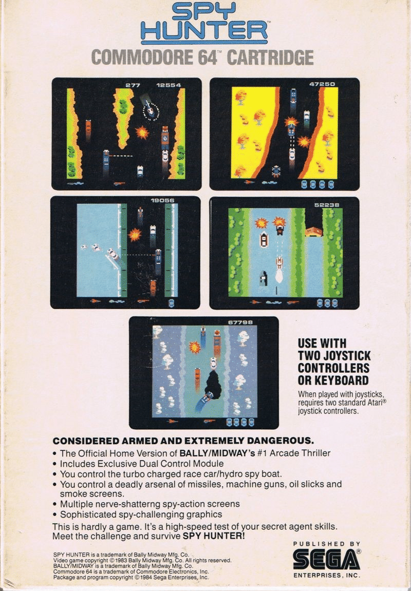 Spy Hunter box art for Commodore 64